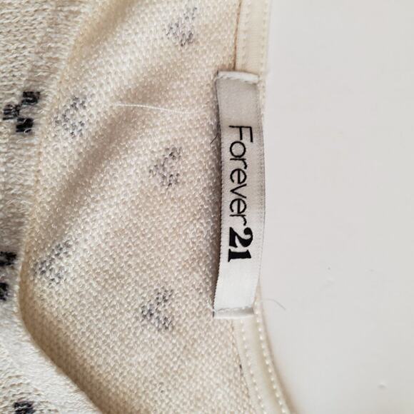 Forever 21 Sweater Large Reindeer Elbow Patches Navy Cream Nordic Holiday - Picture 3 of 13